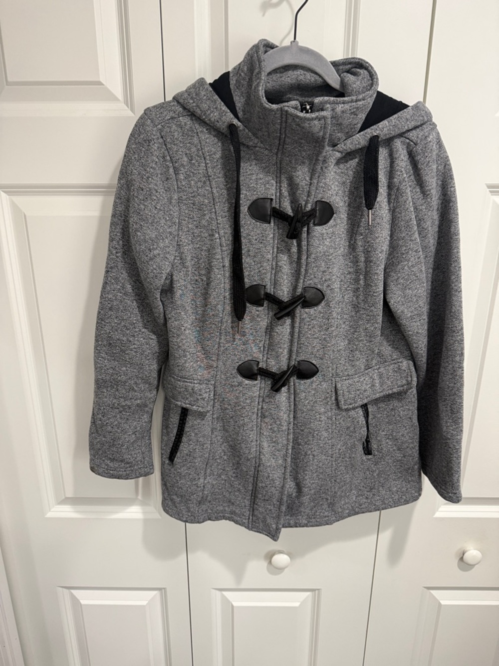 BCX Gray Toggle Hooded Trench Coat